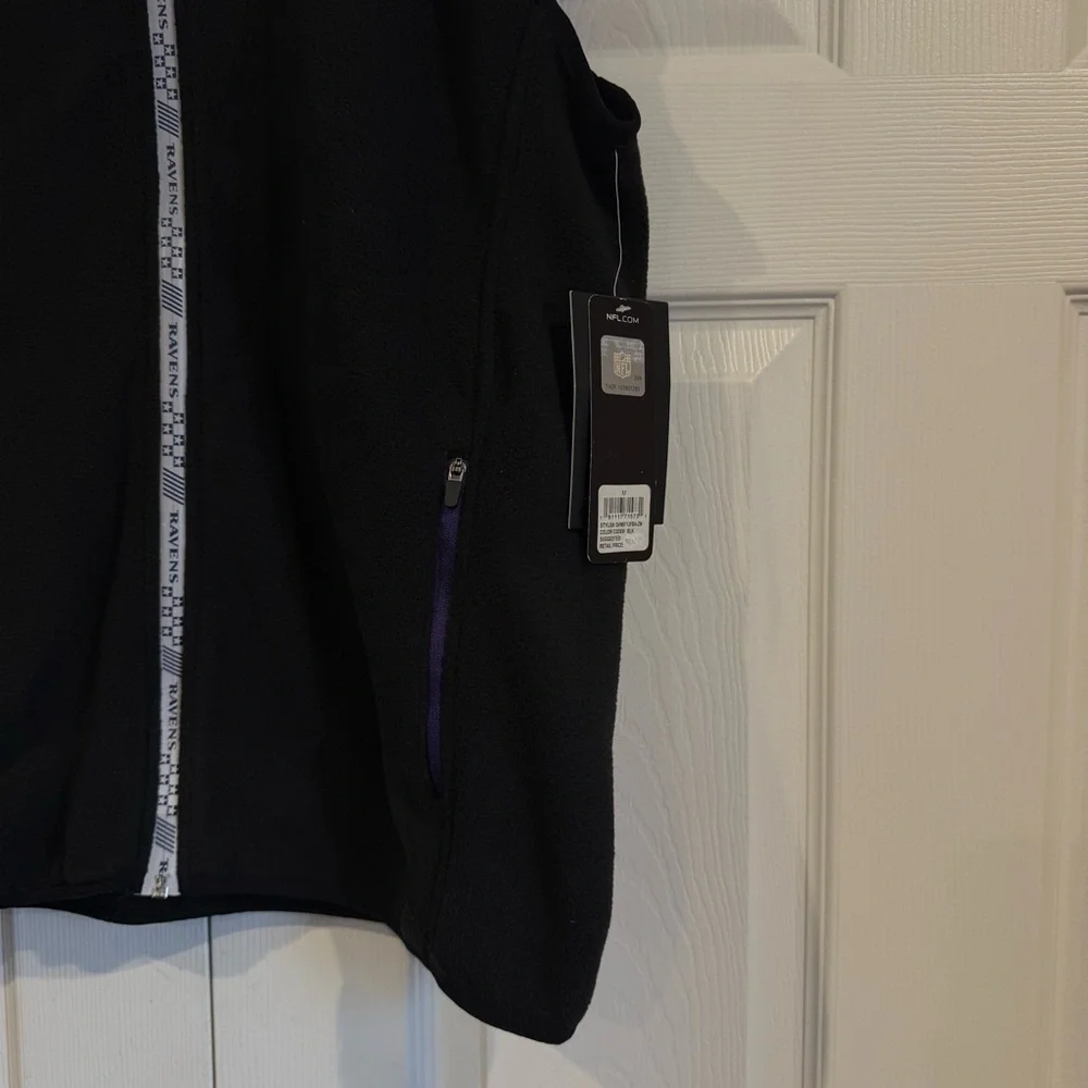 NFL Baltimore Ravens Fleece Vest Men's Medium Black New - Picture 3 of 9